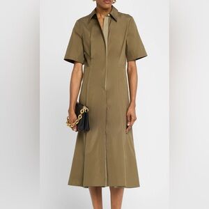 Vince Canvas Tape Short-Sleeve Shirtdress -Moss Smoke